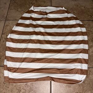 Brown and White Striped Car Seat Cover